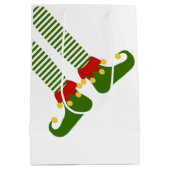 クリスマスおもしろい小妖精や小人シェルフホリデイフェスティバルおもしろい ミディアムペーパーバッグ (裏面)