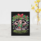 クリスマスおもしろい小妖精や小人ジムトレーニングがMiの下で得る カード (黄色い花)