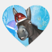 クリスマスおもしろい帽子を付けたクリスマスロバ ハートシール (正面)