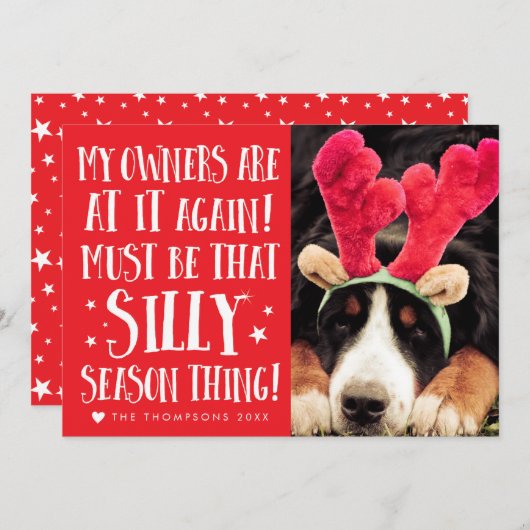 クリスマスおもしろい引用文ペットクリスマスグリーティングフラットカード シーズンカード (正面/裏面)