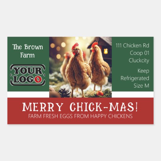 クリスマスおもしろい引用文卵カートン包装ロゴかわいい 長方形シール (正面)