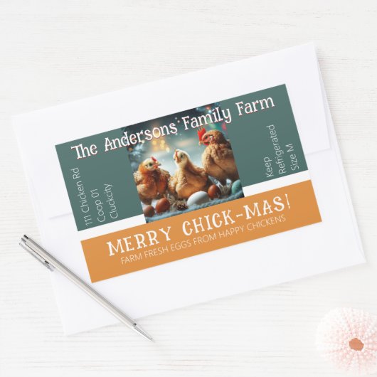 クリスマスおもしろい引用文卵カートン包装鶏 長方形シール (封筒)