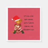 クリスマスおもしろい引用文小妖精や小人レッド スタンダードカクテルナプキン (正面)