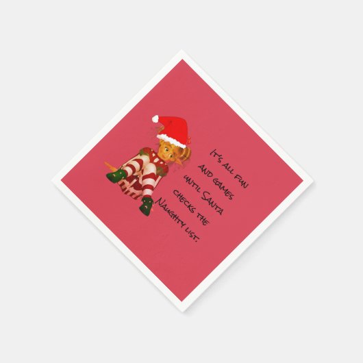 クリスマスおもしろい引用文小妖精や小人レッド スタンダードカクテルナプキン (角)