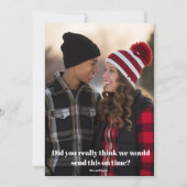 クリスマスおもしろい後期の家族の写真が遅れている シーズンカード (正面)