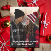 クリスマスおもしろい後期の家族の写真が遅れている シーズンカード