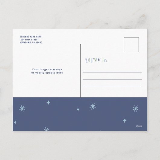 クリスマスおもしろい後期の家族写真 シーズンポストカード (裏面)