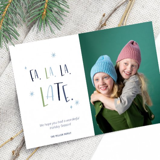 クリスマスおもしろい後期の家族写真 シーズンポストカード