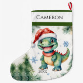 クリスマスおもしろい恐竜 ラージクリスマスストッキング (裏面)