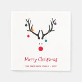 クリスマスおもしろい抽象芸術トナカイの白い赤い名前 スタンダードカクテルナプキン (正面)