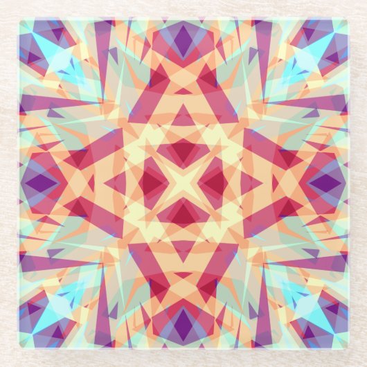 クリスマスおもしろい明るい明るいパタすてきーンモダン ガラスコースター (正面)