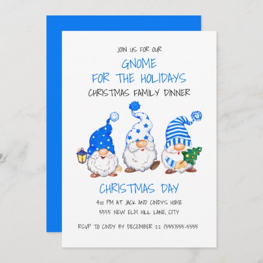 クリスマスおもしろい格言のためのホリデーディナー 招待状 (正面/裏面)