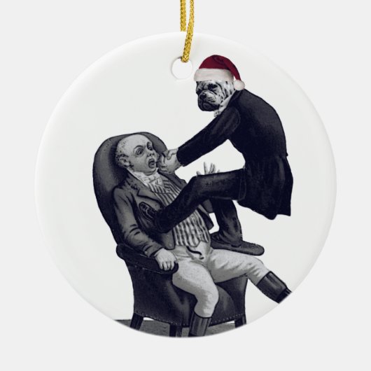 クリスマスおもしろい歯科医 セラミックオーナメント (正面)