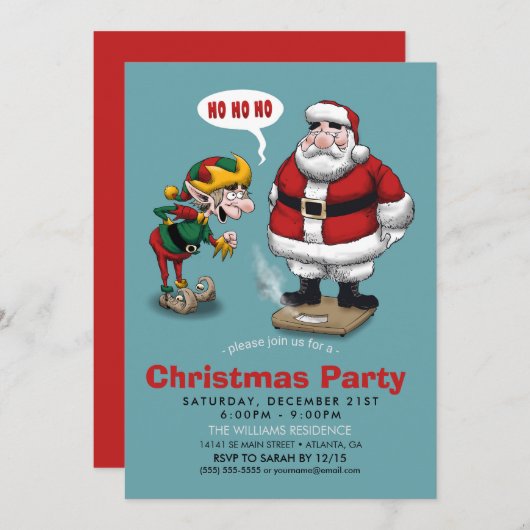 クリスマスおもしろい漫画 招待状 (正面/裏面)
