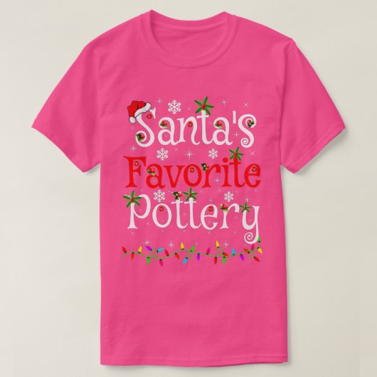 クリスマスおもしろい照明サンタお気に入りのス陶芸キリスト Tシャツ (デザイン正面)