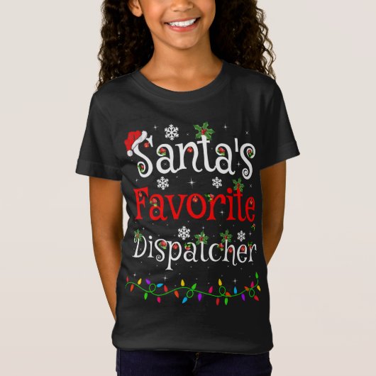 クリスマスおもしろい照明サンタズお気に入りのディスパッチャCh Tシャツ (正面)