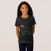 クリスマスおもしろい照明サンタハッ縁どトコリードッグCh Tシャツ (正面フル)