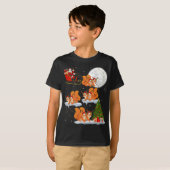 クリスマスおもしろい照明ツリーサンタライディングリスChr Tシャツ (正面フル)