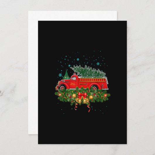 クリスマスおもしろい照明ツリーサンタ醜い消防車Chr 招待状 (正面/裏面)
