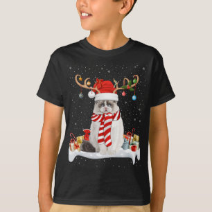 クリスマスおもしろい照明トナディアサンタハトラグドールネコ Tシャツ