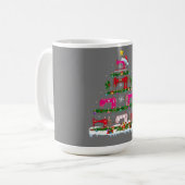 クリスマスおもしろい照明裁縫機械クリスマスツリー コーヒーマグカップ (正面左)