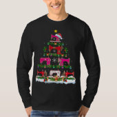 クリスマスおもしろい照明裁縫機械クリスマスツリー Tシャツ (正面)