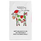 クリスマスおもしろい牛の漫画の子供 スモールペーパーバッグ (裏面)