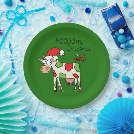 クリスマスおもしろい牛の漫画の子供 ペーパープレート (パーティー)