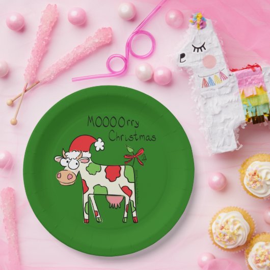 クリスマスおもしろい牛の漫画の子供 ペーパープレート (パーティー)
