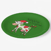 クリスマスおもしろい牛の漫画の子供 ペーパープレート (アングル)