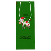 クリスマスおもしろい牛の漫画の子供 ワインギフトバッグ (裏面)