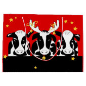 クリスマスおもしろい牛LG GB ラージペーパーバッグ (裏面)