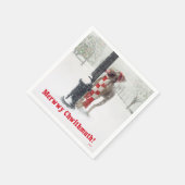 クリスマスおもしろい犬がポールをなめる スタンダードカクテルナプキン (角)