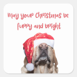 クリスマスおもしろい犬 スクエアシール