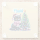 クリスマスおもしろい猫What with Tree Sticker ガラスコースター (裏面)
