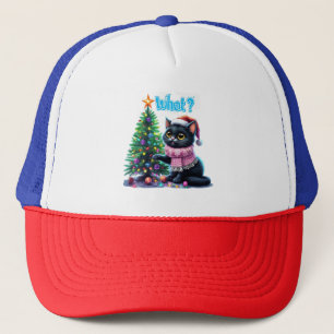 クリスマスおもしろい猫What with Tree Sticker キャップ