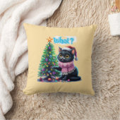 クリスマスおもしろい猫What with Tree Sticker クッション (ブランケット)