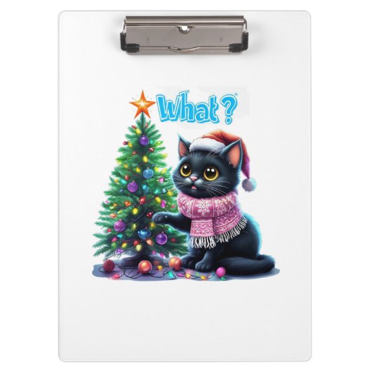 クリスマスおもしろい猫What with Tree Sticker クリップボード (正面)