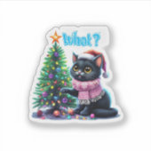 クリスマスおもしろい猫What with Tree Sticker シール (正面)