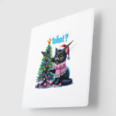クリスマスおもしろい猫What with Tree Sticker スクエア壁時計 (傾斜)