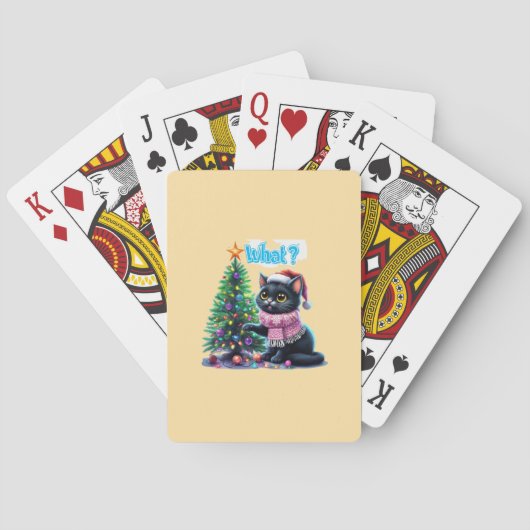 クリスマスおもしろい猫What with Tree Sticker トランプ (裏面)