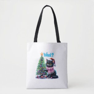 クリスマスおもしろい猫What with Tree Sticker トートバッグ