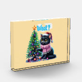 クリスマスおもしろい猫What with Tree Sticker フォトブロック (左)
