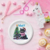 クリスマスおもしろい猫What with Tree Sticker ペーパープレート (パーティー)