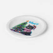 クリスマスおもしろい猫What with Tree Sticker ペーパープレート (アングル)