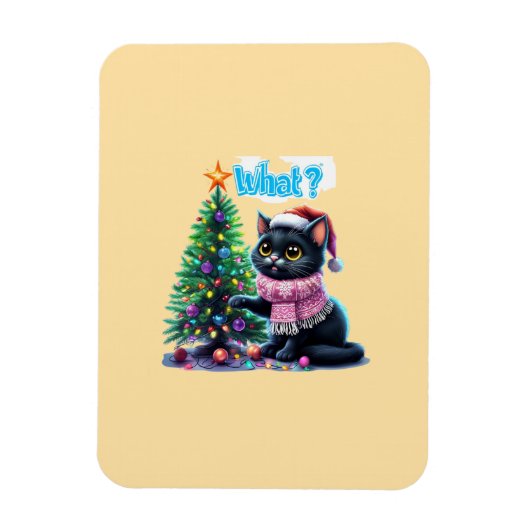 クリスマスおもしろい猫What with Tree Sticker マグネット (縦)