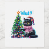 クリスマスおもしろい猫What with Tree Sticker ワインラベル (シングルラベル)