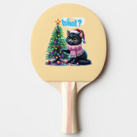 クリスマスおもしろい猫What with Tree Sticker 卓球ラケット (正面)