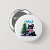 クリスマスおもしろい猫What with Tree Sticker 缶バッジ (正面&裏面)