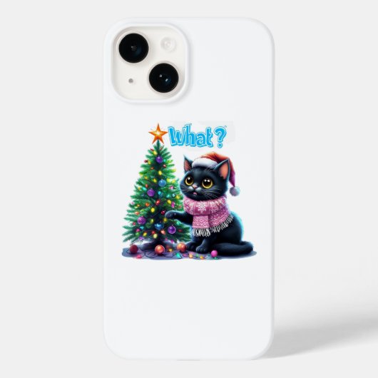 クリスマスおもしろい猫What with Tree Sticker Case-Mate iPhoneケース (裏面)
